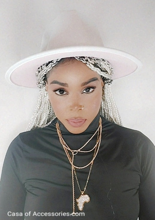 White/Pink Fedora Hat.