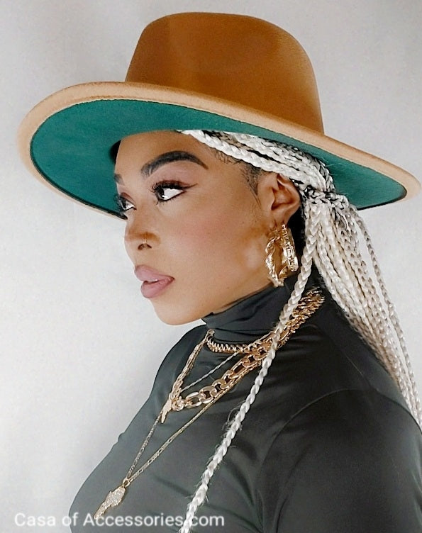 Khaki/Green Fedora Hat