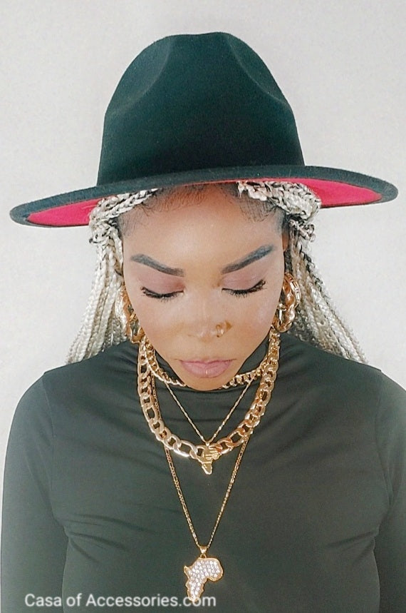 Black Fedora with Red Bottom Lining