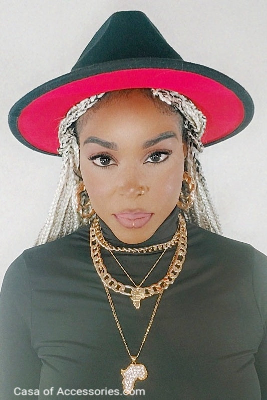 Black Fedora with Red Bottom Lining