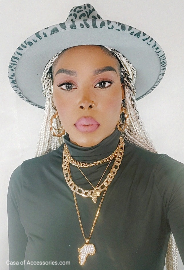 Grey Leopard Fedora Hat