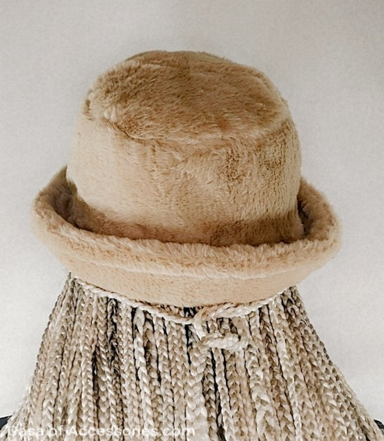 Beige Fluffy Bucket Hat
