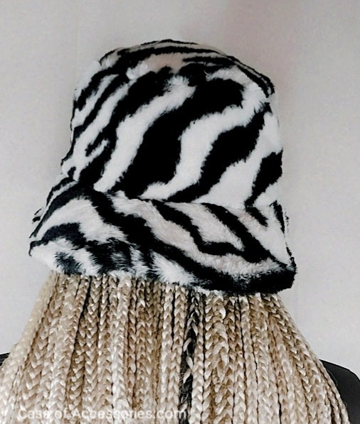 Zebra Stripe Fluffy Bucket Hat