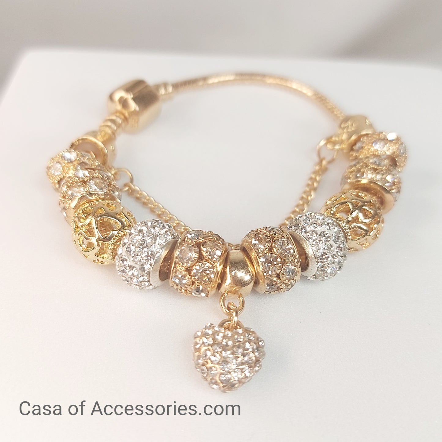 Gold Charm Bracelet with Diamates Ball