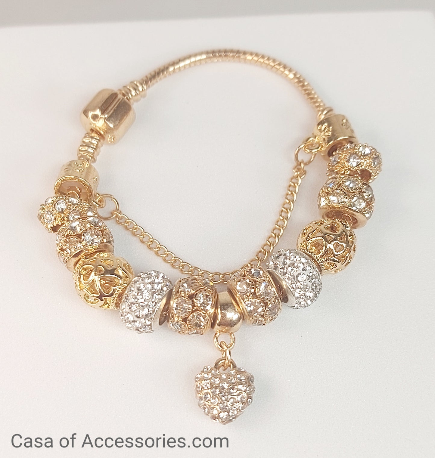 Gold Charm Bracelet with Diamates Ball