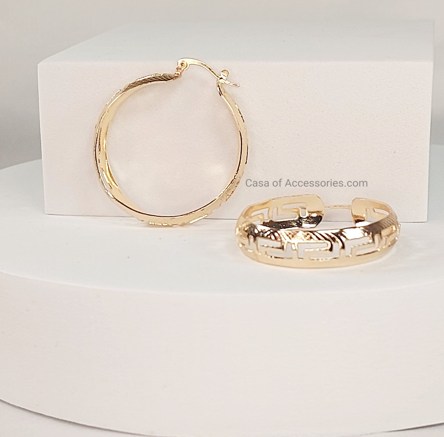 Hollow Hoop Earrings with Pattern Detail