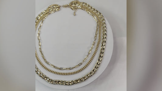 Gold 3 Layered Chain Necklace