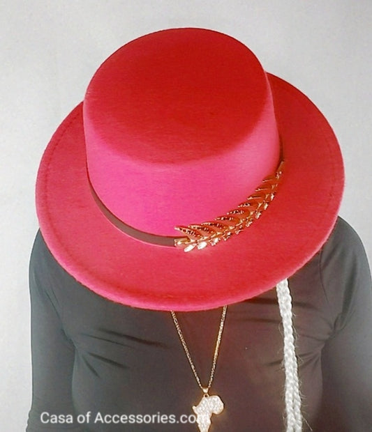 Red Flat Top Fedora Hat
