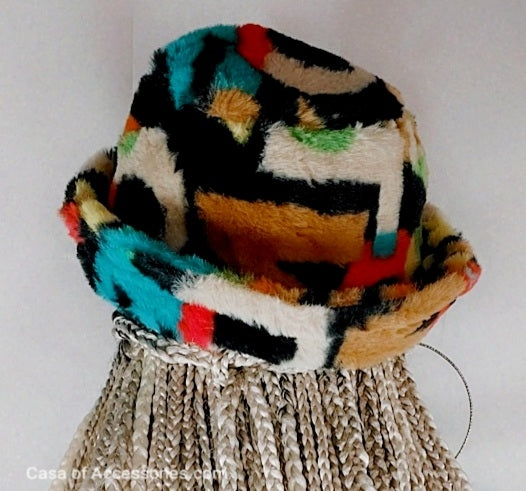 Alphabet Multicoloured Fluffy Bucket Hat