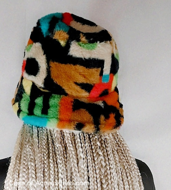 Alphabet Multicoloured Fluffy Bucket Hat