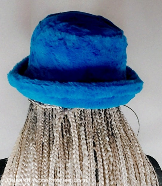 Electric Blue Fluffy Bucket Hat - Faux Fur