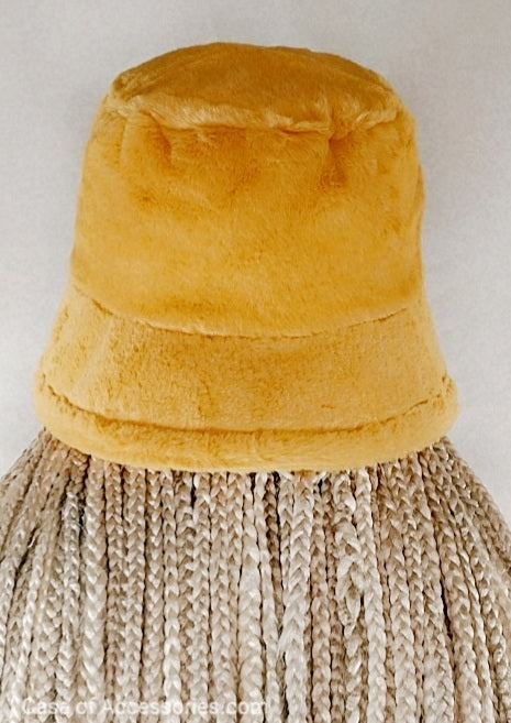 Mustard Yellow Fluffy Bucket Hat