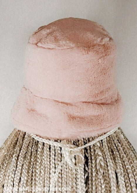 Pale Pink Fluffy Bucket Hat