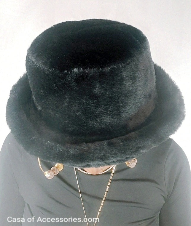 Black Fluffy Bucket Hat