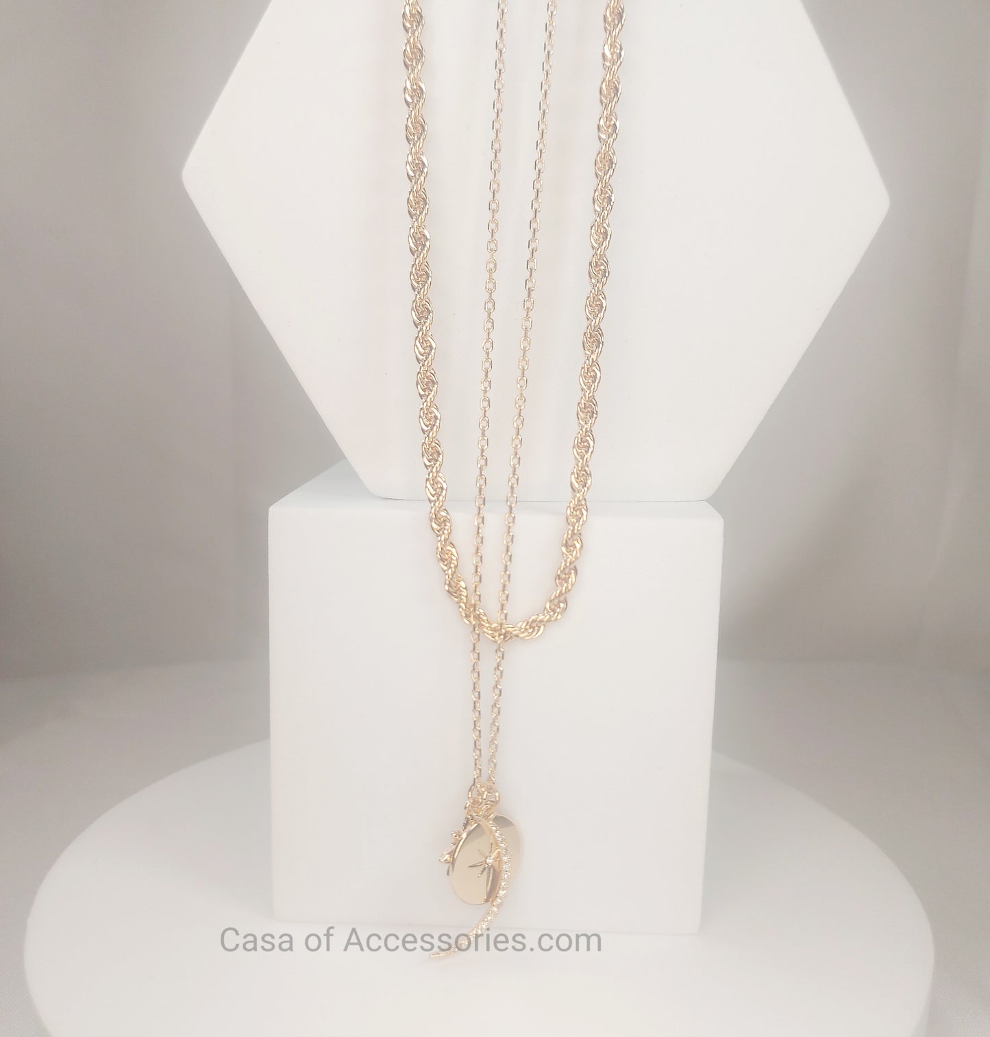 Gold Celestial Chunky Charm Layered Necklace