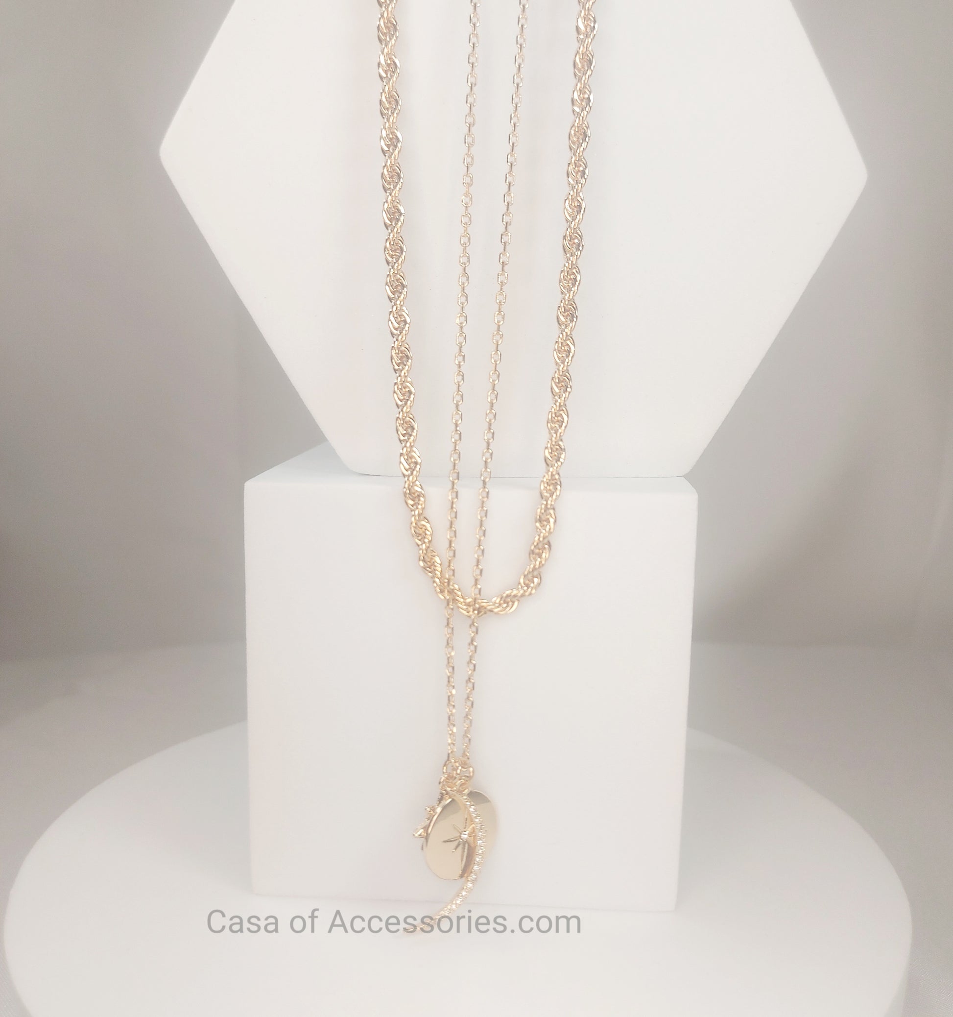 Gold Celestial Chunky Charm Layered Necklace