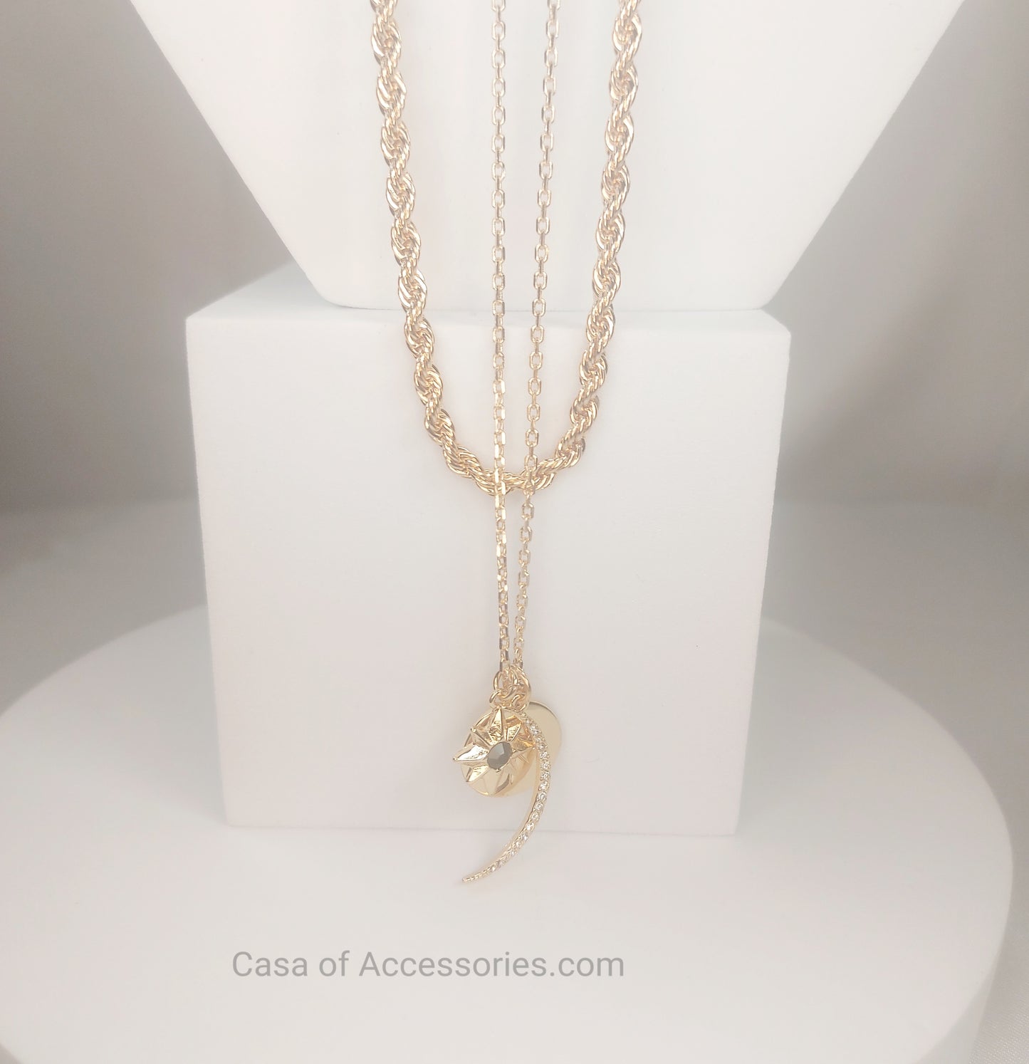 Gold Celestial Chunky Charm Layered Necklace