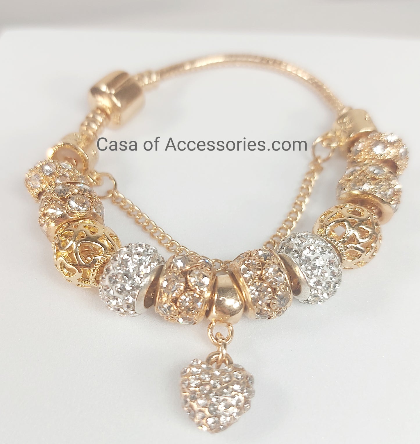 Gold Charm Bracelet with Diamates Ball 