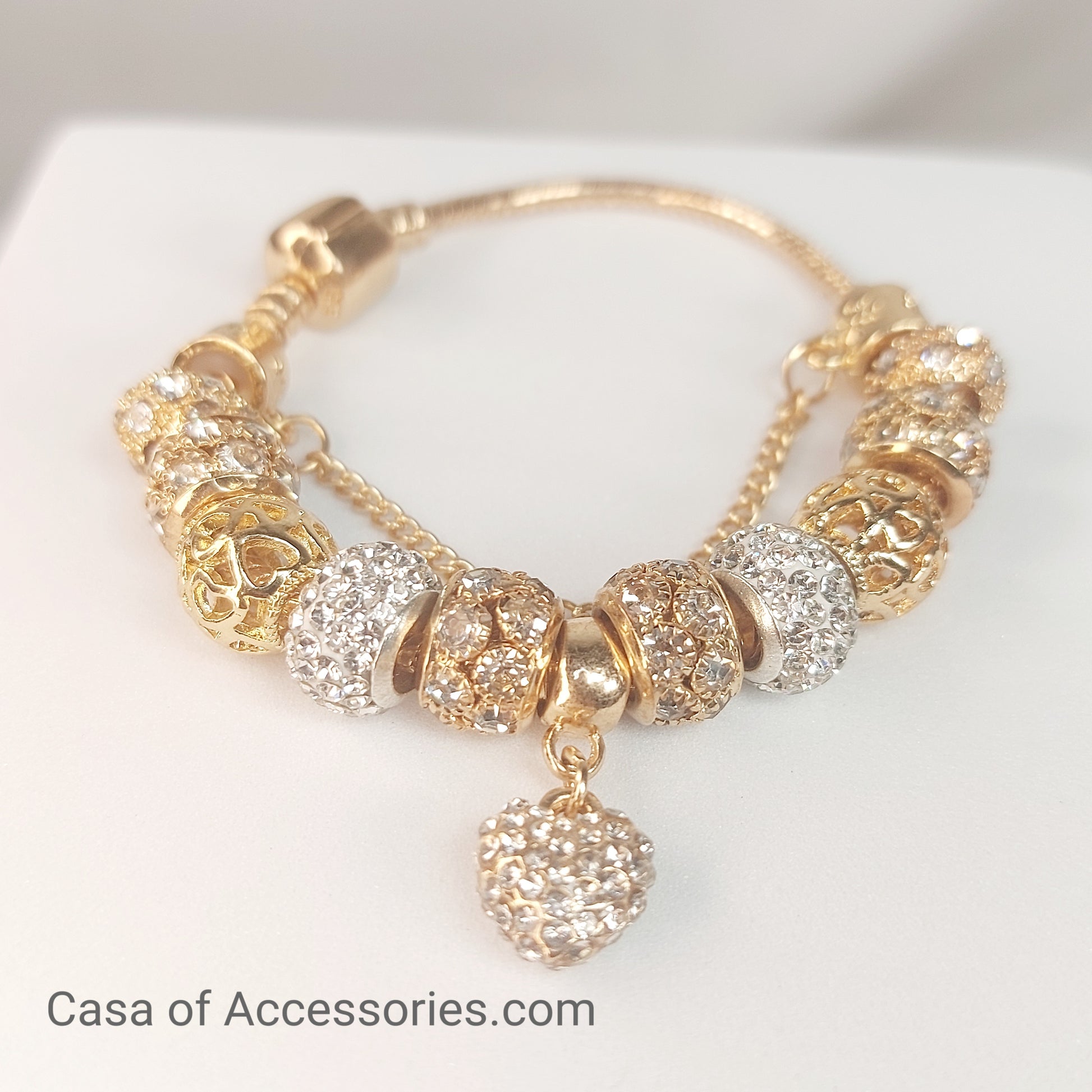 Gold Charm Bracelet with Diamates Ball 