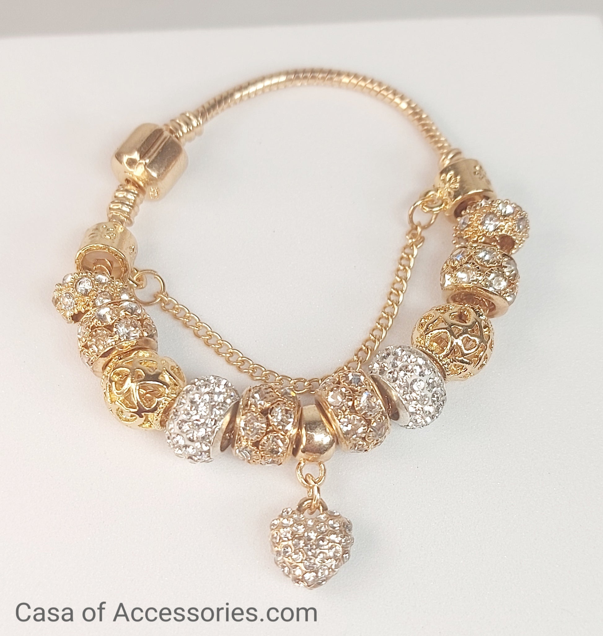 Gold Charm Bracelet with Diamates Ball 