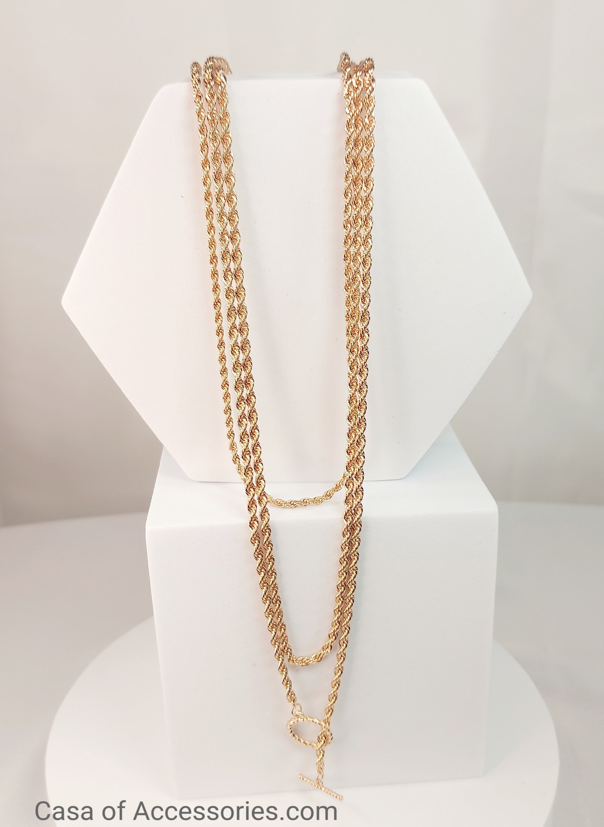 Gold Rope Layering T Bar Necklace