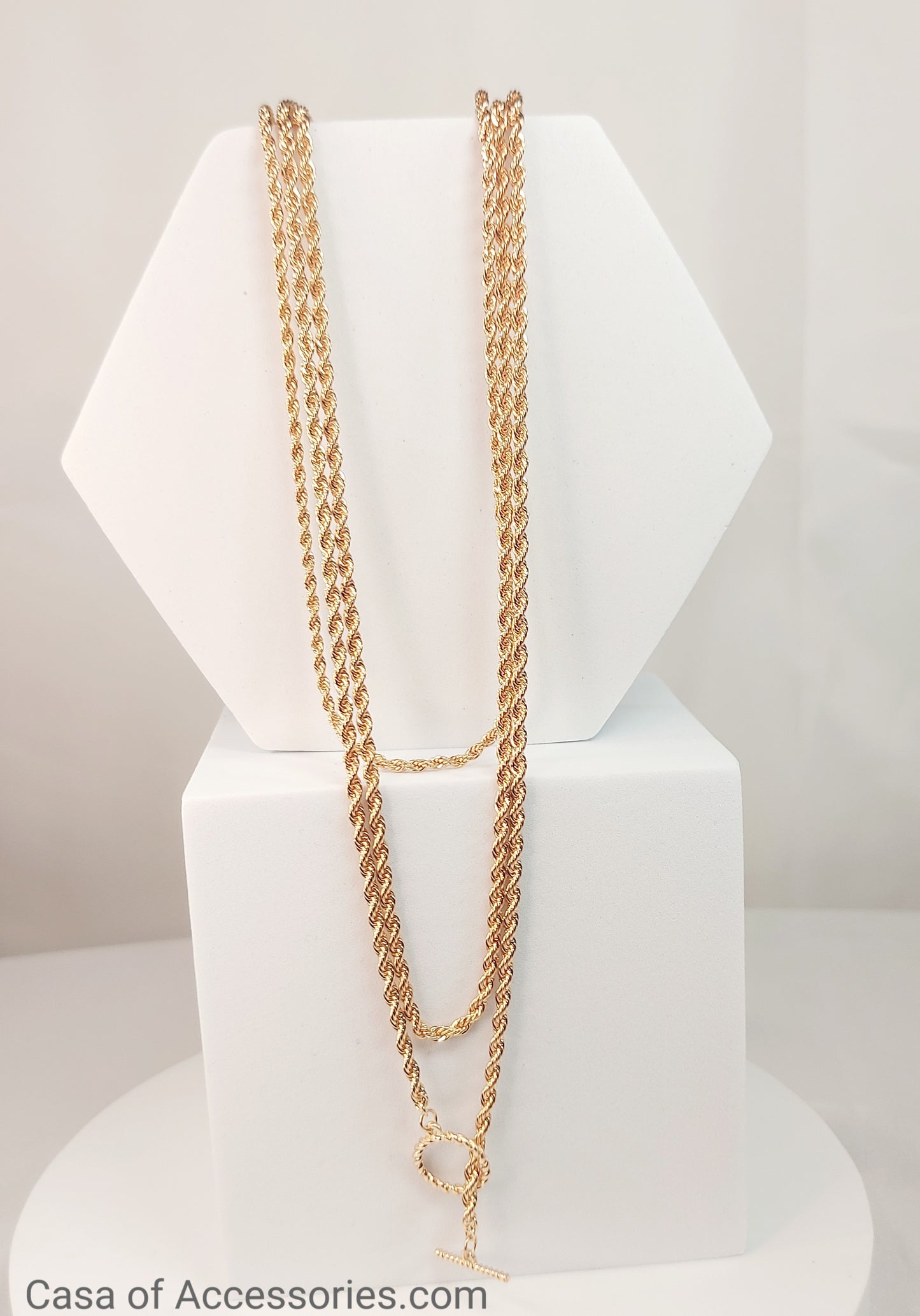 Gold Rope Layering T Bar Necklace