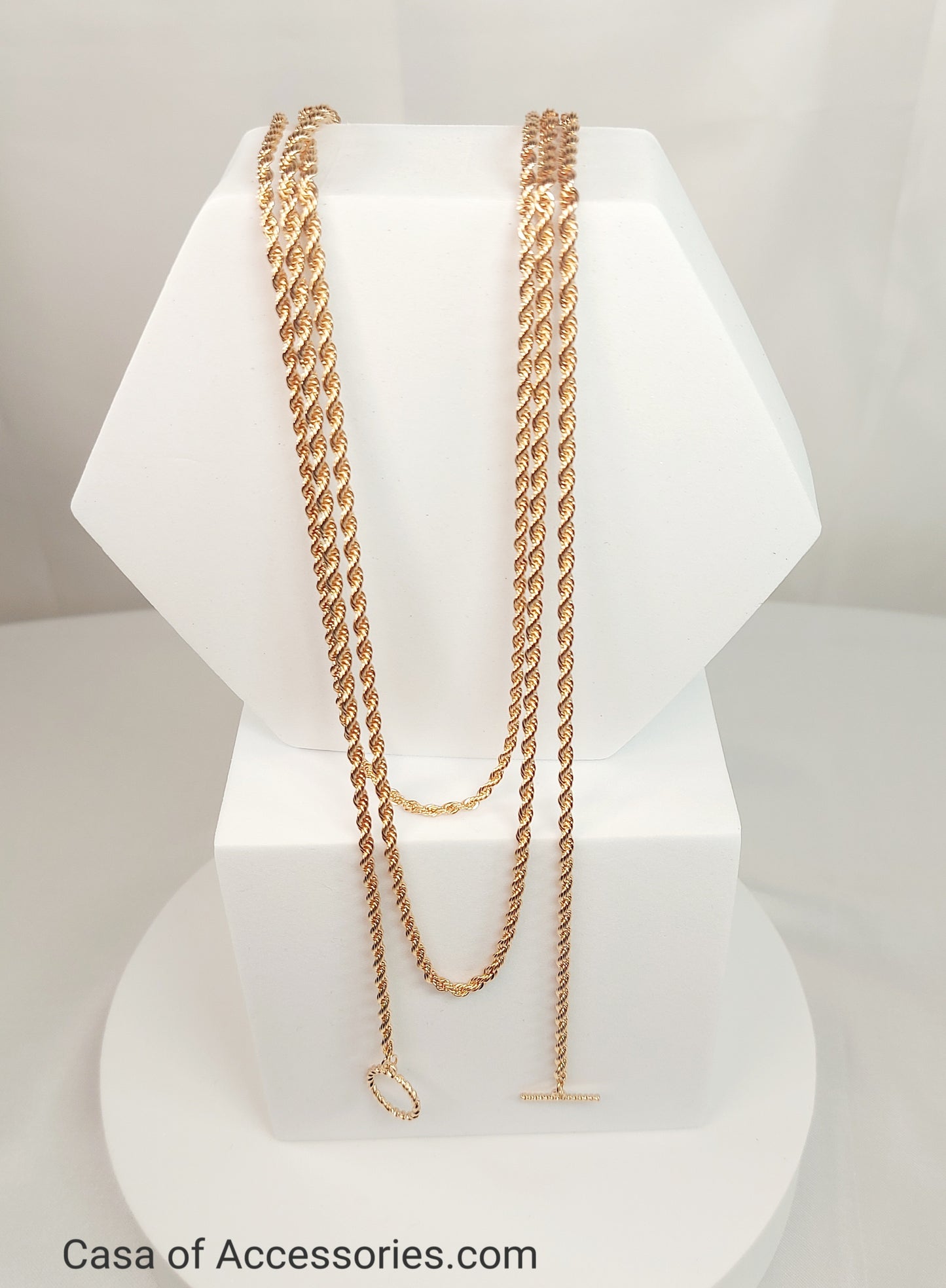 Gold Rope Layering T Bar Necklace