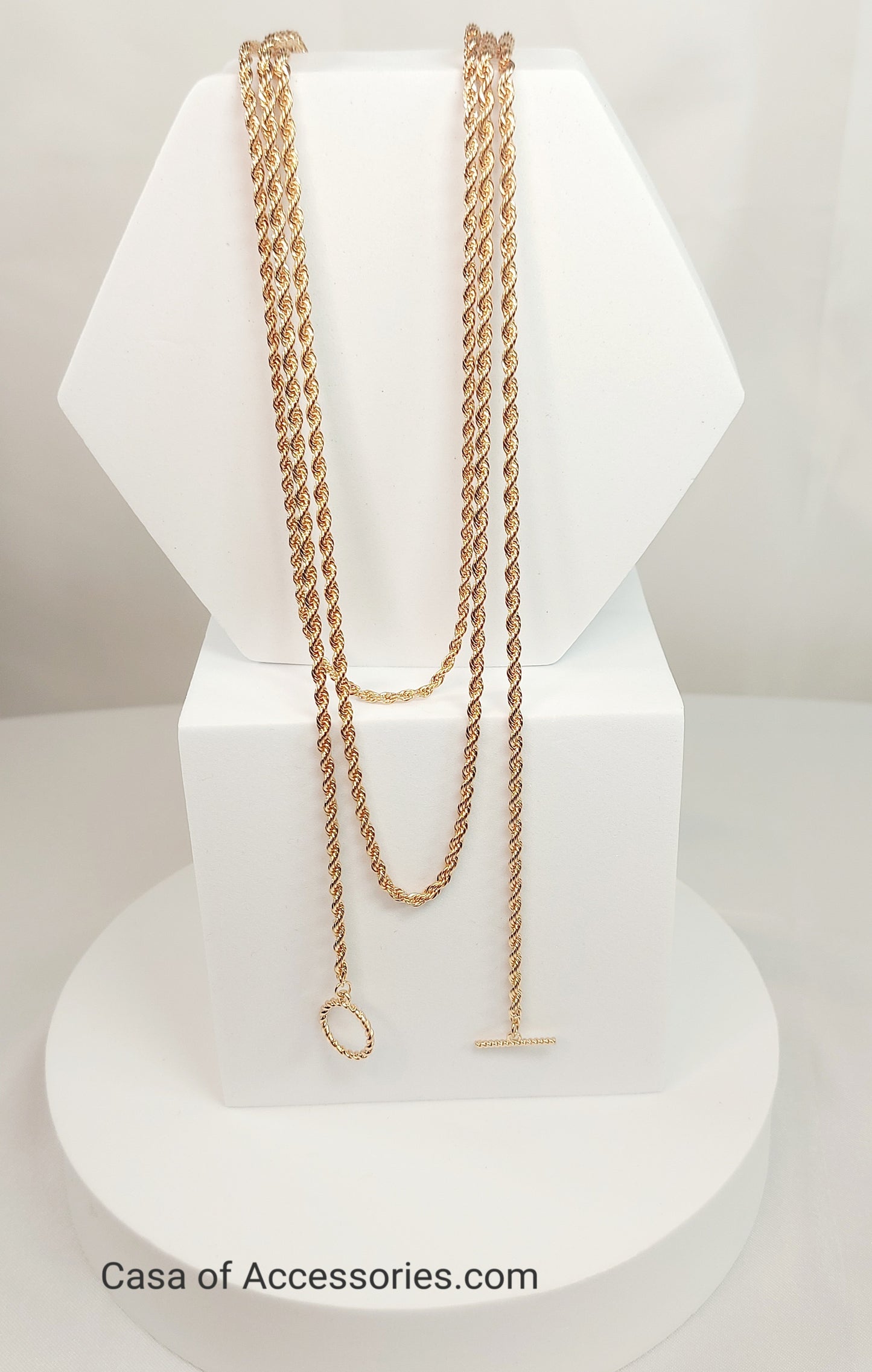 Gold Rope Layering T Bar Necklace