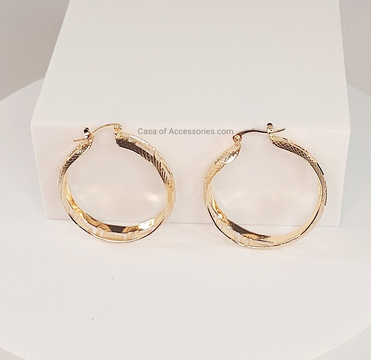 Hollow Hoop Earrings with Pattern Detail