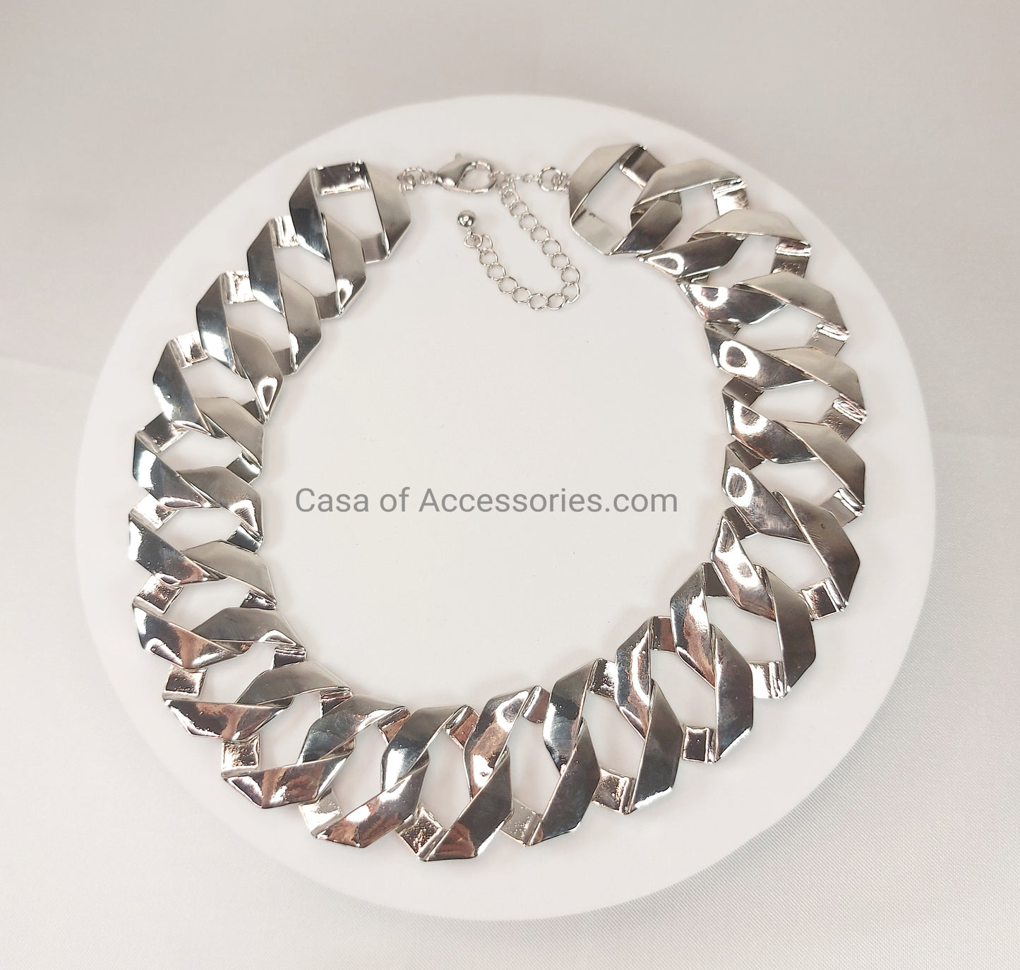 Silver Textured Chunky Chain Necklace