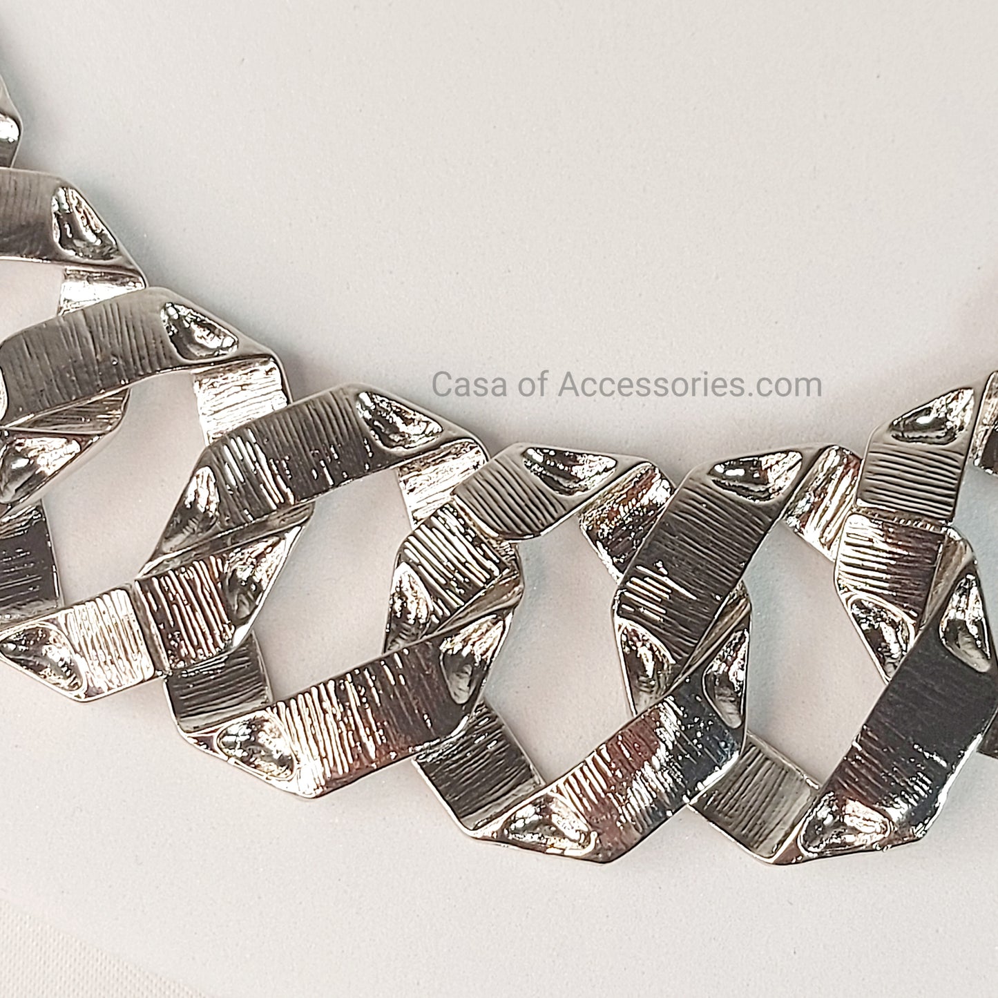 Silver Textured Chunky Chain Necklace