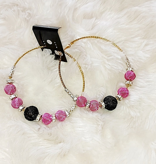 Dark Princess Beaded Hoops Earrings