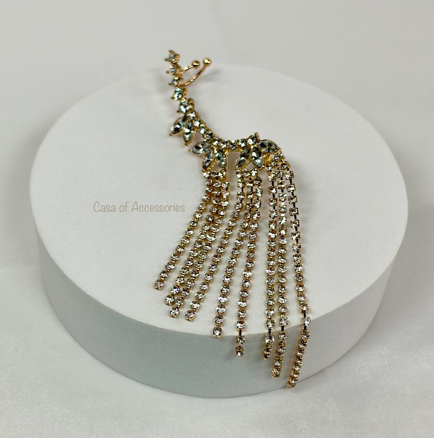 Gold Diamante Tassel Ear Cuff