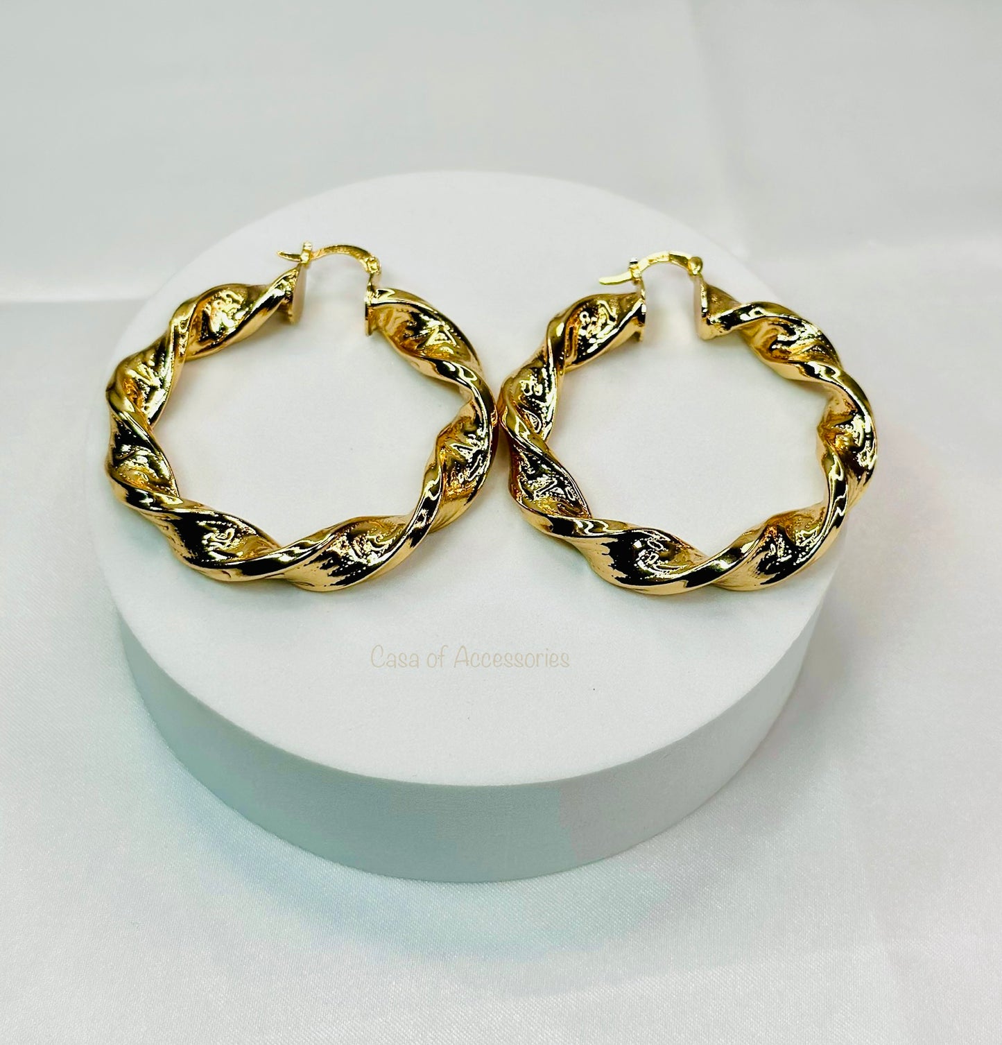 Gold Twisted Hoop Earrings