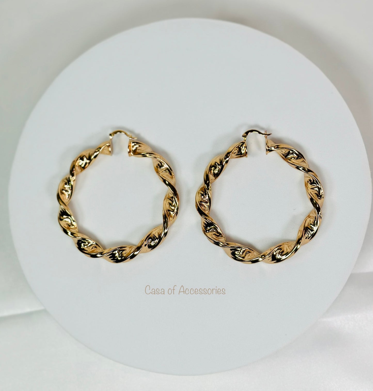 Gold Twisted Hoop Earrings