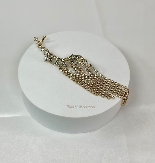 Gold Diamante Tassel Ear Cuff