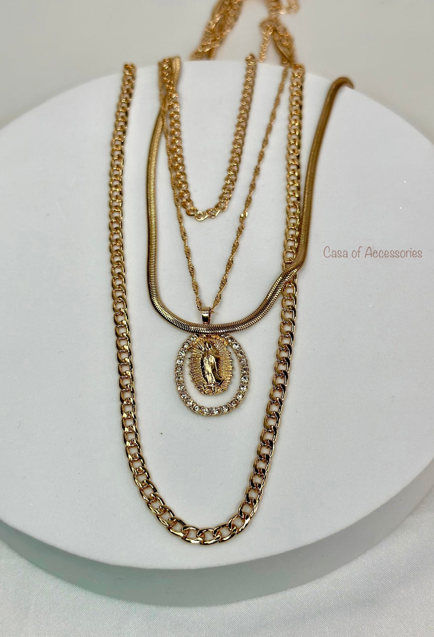 Gold Chunky Multi Chain Renaissance Layered Necklace