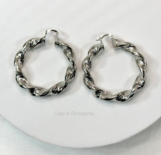 Stunning Silver Hoops with Twist Detail