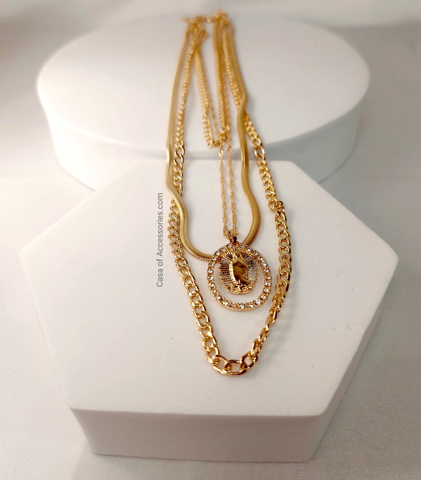 Gold Chunky Multi Chain Renaissance Layered Necklace