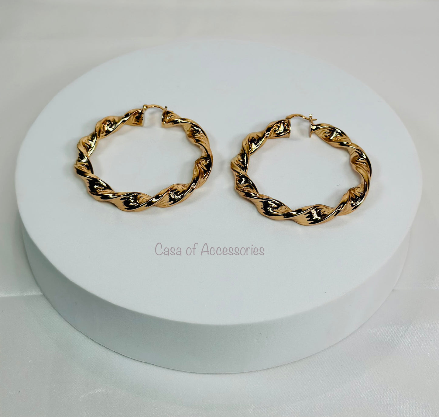 Gold Twisted Hoop Earrings