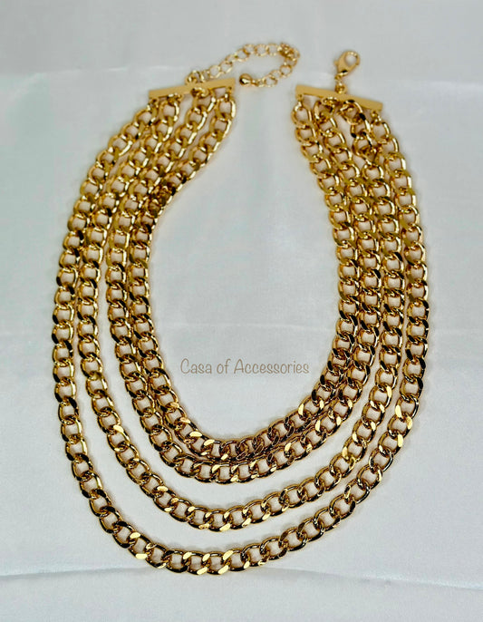 Gold Multi Layered Chain Necklace