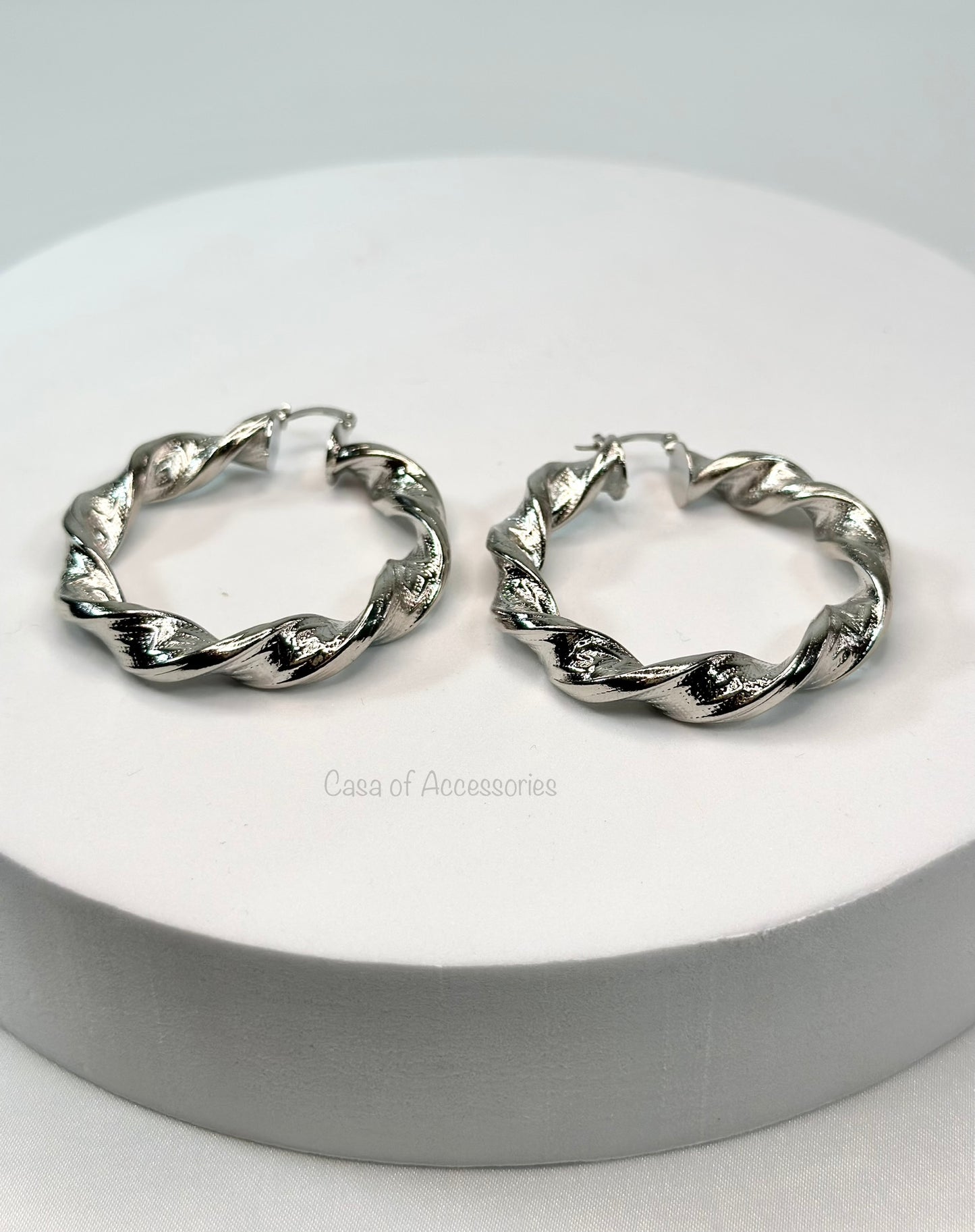 Stunning Silver Hoops with Twist Detail